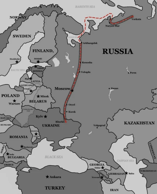 Northern route map from the manuscript